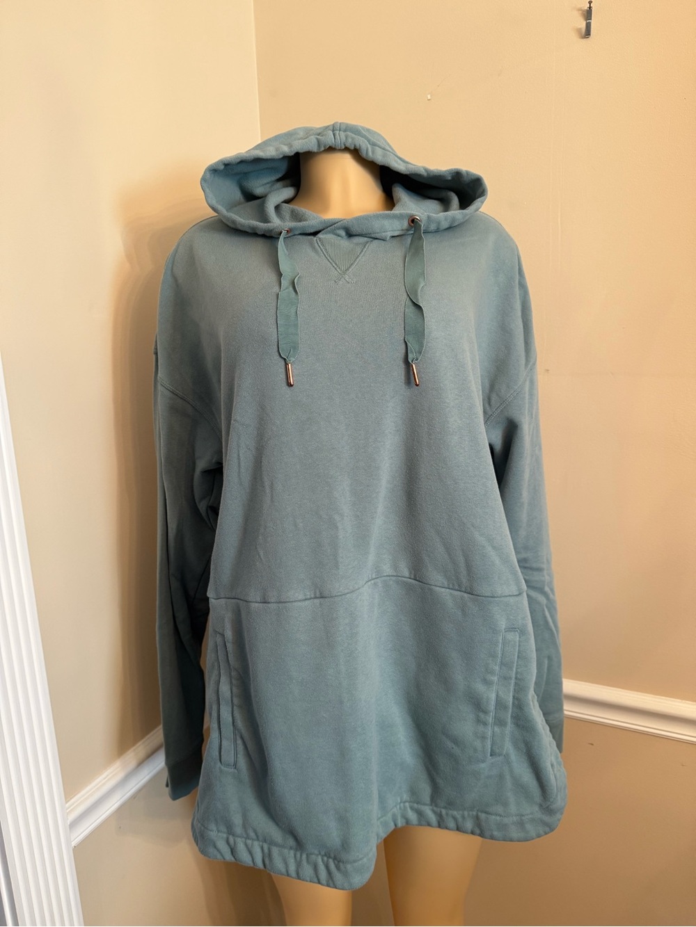 Old Navy Dusty Teal Hooded Pullover Sweatshirt